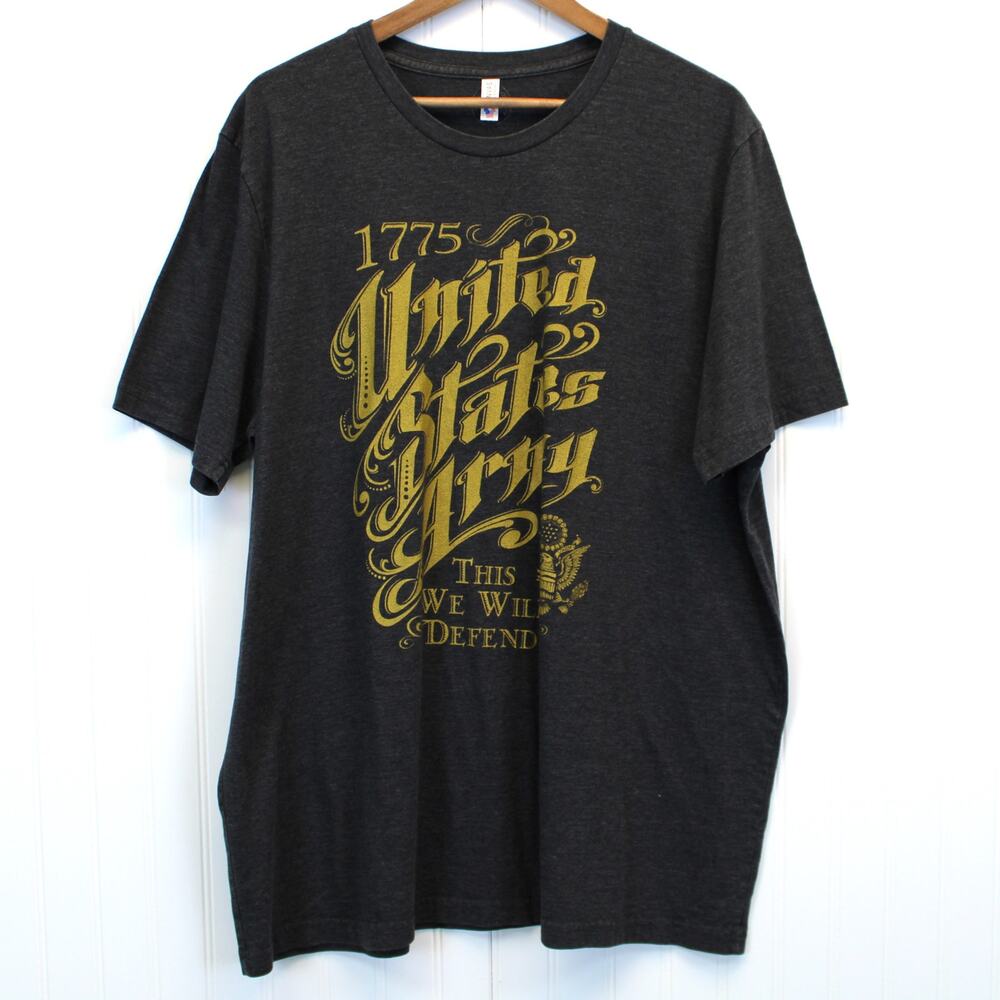 Grunt Apparel Mens XL United States Army We Will Defend T-Shirt‎ Patriotic Gray